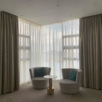 100% Blackout linen curtain with sheer curtains with custom made size for living room by curtain expert dubai
