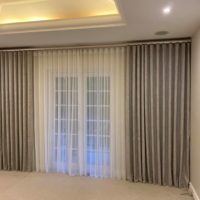 made to measure blackout linen curtains with sheer curtains in Dubai by Curtain Expert